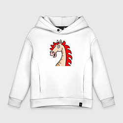Толстовка оверсайз детская Лошадь с огненной гривой, символ года, цвет: белый