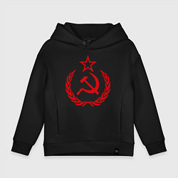 Толстовка оверсайз детская СССР герб, цвет: черный