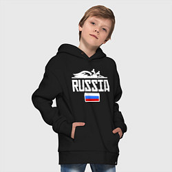 Толстовка оверсайз детская Russia, цвет: черный — фото 2