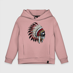 Толстовка оверсайз детская Индеец, цвет: пыльно-розовый