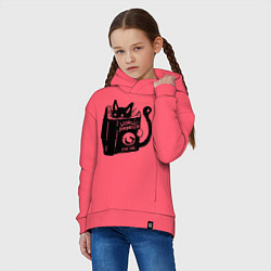 Толстовка оверсайз детская Кот с книгой, цвет: коралловый — фото 2