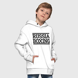 Толстовка оверсайз детская Russia boxing, цвет: белый — фото 2