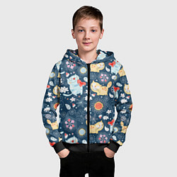 Толстовка на молнии детская Котята, цвет: 3D-черный — фото 2