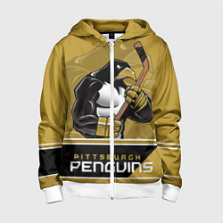 Толстовка на молнии детская Pittsburgh Penguins, цвет: 3D-белый