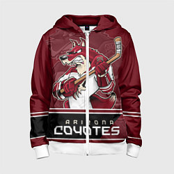 Толстовка на молнии детская Arizona Coyotes, цвет: 3D-белый