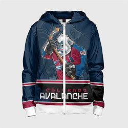 Толстовка на молнии детская Colorado Avalanche, цвет: 3D-белый