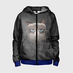 Толстовка на молнии детская Grumpy Cat, цвет: 3D-синий