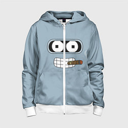 Толстовка на молнии детская Лицо Бендера, цвет: 3D-белый