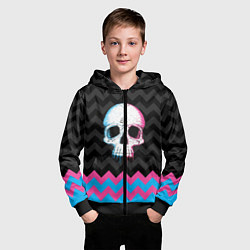 Толстовка на молнии детская Colored Skull, цвет: 3D-черный — фото 2