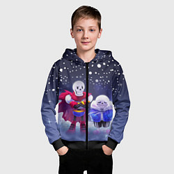 Толстовка на молнии детская Sans & Papyrus, цвет: 3D-черный — фото 2