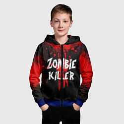 Толстовка на молнии детская Zombie Killer, цвет: 3D-синий — фото 2