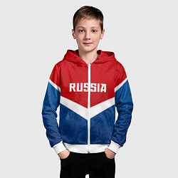 Толстовка на молнии детская Russia Team, цвет: 3D-белый — фото 2
