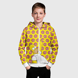 Толстовка на молнии детская Пончики Гомера Симпсона, цвет: 3D-белый — фото 2