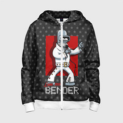 Толстовка на молнии детская Bender Presley, цвет: 3D-белый