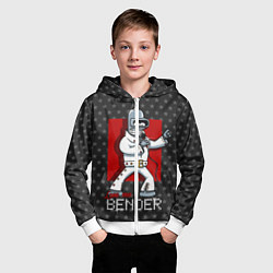 Толстовка на молнии детская Bender Presley, цвет: 3D-белый — фото 2