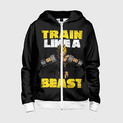 Толстовка на молнии детская Train Like a Beast, цвет: 3D-белый
