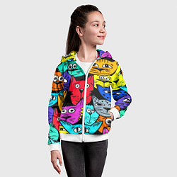 Толстовка на молнии детская Кошачьи мордочки, цвет: 3D-белый — фото 2