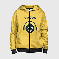 Толстовка на молнии детская I love music, цвет: 3D-черный