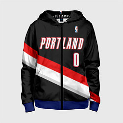 Толстовка на молнии детская Portland Trail Blazers 0, цвет: 3D-синий