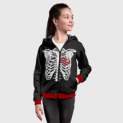 Толстовка на молнии детская Кукрыниксы: Скелет, цвет: 3D-красный — фото 2