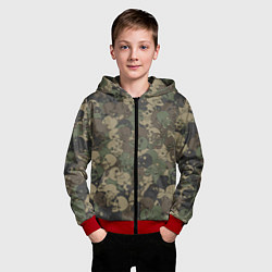Толстовка на молнии детская Камуфляж с черепами, цвет: 3D-красный — фото 2