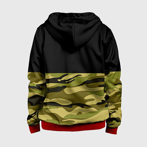 Детская толстовка на молнии Лесной Камуфляж / 3D-Красный – фото 2