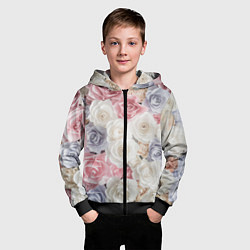 Толстовка на молнии детская Букет из роз, цвет: 3D-черный — фото 2