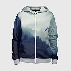 Толстовка на молнии детская Орел над Лесом, цвет: 3D-меланж
