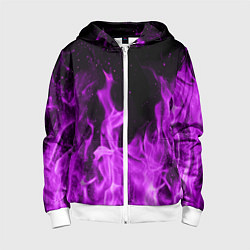 Толстовка на молнии детская Фиолетовый огонь, цвет: 3D-белый