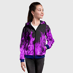 Толстовка на молнии детская Фиолетовый огонь, цвет: 3D-синий — фото 2