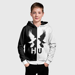 Толстовка на молнии детская HU: Black & White, цвет: 3D-белый — фото 2