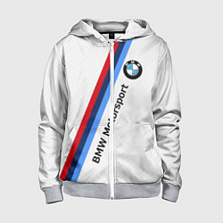 Толстовка на молнии детская BMW Motorsport: White Carbon, цвет: 3D-меланж