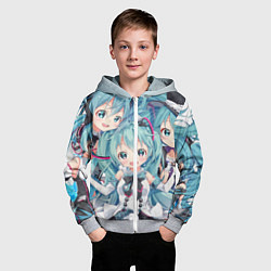 Толстовка на молнии детская Hatsune Miku, цвет: 3D-меланж — фото 2