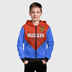 Толстовка на молнии детская Russia Red & Blue, цвет: 3D-черный — фото 2