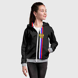 Толстовка на молнии детская Лента с гербом России, цвет: 3D-меланж — фото 2