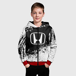 Толстовка на молнии детская Honda: Black Spray, цвет: 3D-красный — фото 2