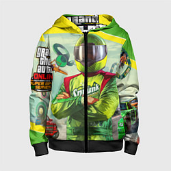 Толстовка на молнии детская GTA V: Online Racer, цвет: 3D-черный