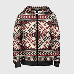 Толстовка на молнии детская Славянский орнамент, цвет: 3D-черный