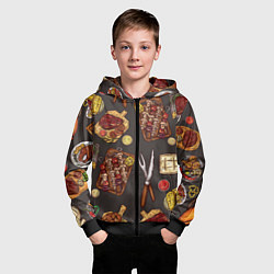 Толстовка на молнии детская Шашлычное раздолье, цвет: 3D-черный — фото 2