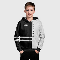 Толстовка на молнии детская Infiniti: B&W Lines, цвет: 3D-черный — фото 2