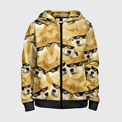 Толстовка на молнии детская Doge: Deal with it, цвет: 3D-черный