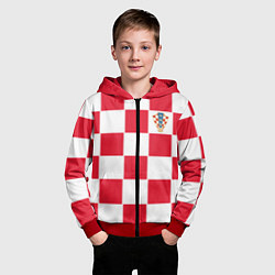 Толстовка на молнии детская Сборная Хорватии: Домашняя ЧМ-2018, цвет: 3D-красный — фото 2