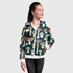 Толстовка на молнии детская Грибной лес, цвет: 3D-белый — фото 2