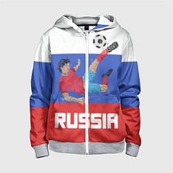 Толстовка на молнии детская Russia Footballer, цвет: 3D-меланж