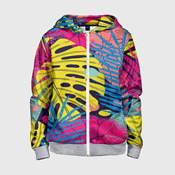 Толстовка на молнии детская Тропическая мода, цвет: 3D-меланж