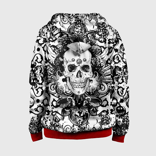 Детская толстовка на молнии Grunge Skull / 3D-Красный – фото 2