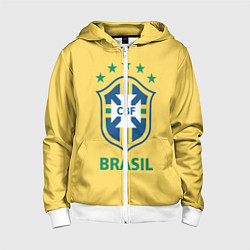 Толстовка на молнии детская Brazil Team, цвет: 3D-белый