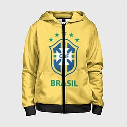 Толстовка на молнии детская Brazil Team, цвет: 3D-черный