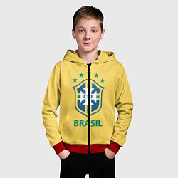 Толстовка на молнии детская Brazil Team, цвет: 3D-красный — фото 2
