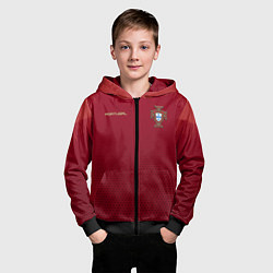 Толстовка на молнии детская Сборная Португалии соты сетка, цвет: 3D-черный — фото 2